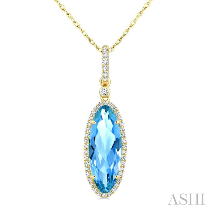 Evoque Gemstone Oval Shape & Halo Diamond Pendant
