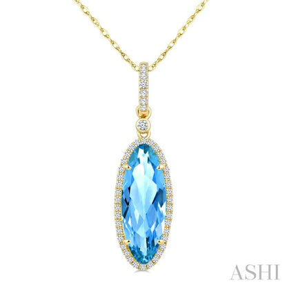 Evoque Gemstone Oval Shape & Halo Diamond Pendant
