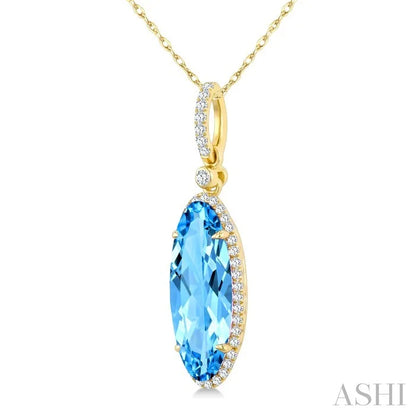 Evoque Gemstone Oval Shape & Halo Diamond Pendant