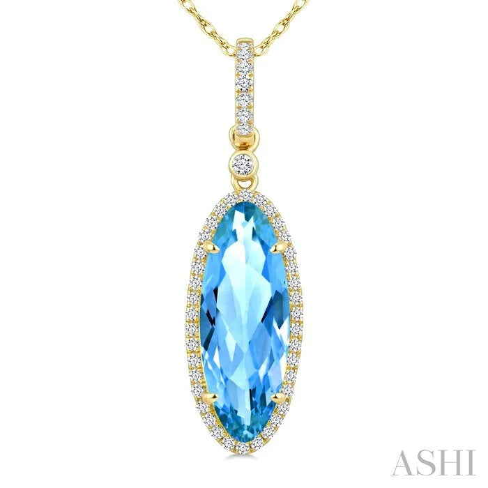 Evoque Gemstone Oval Shape & Halo Diamond Pendant
