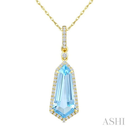 Evoque Gemstone Shield Shape & Halo Diamond Pendant