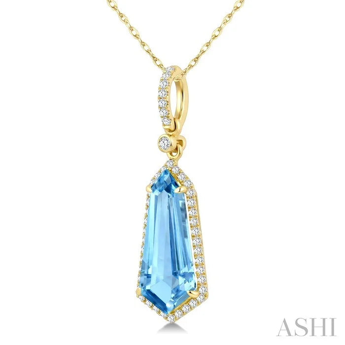 Evoque Gemstone Shield Shape & Halo Diamond Pendant