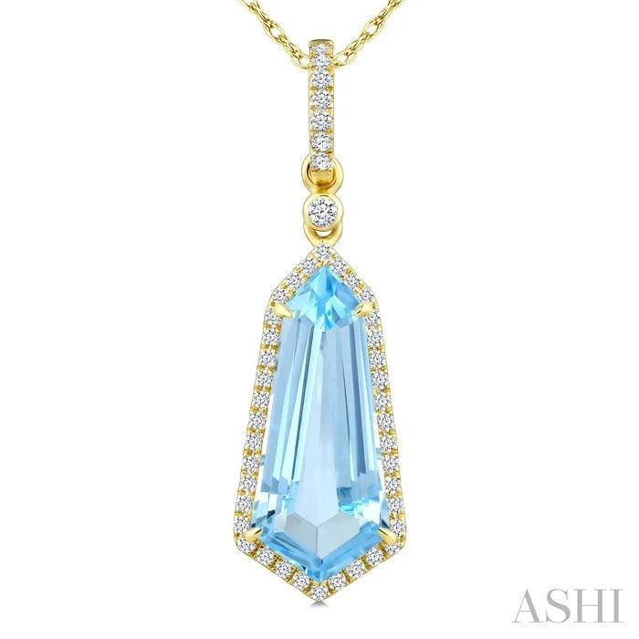 Evoque Gemstone Shield Shape & Halo Diamond Pendant