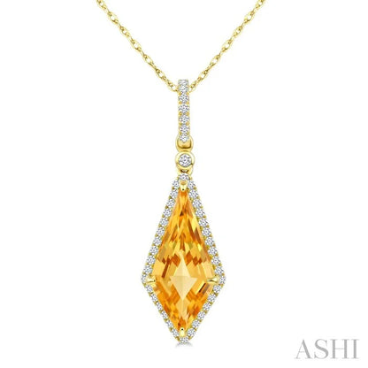 Evoque Gemstone Kite Shape & Halo Diamond Pendant