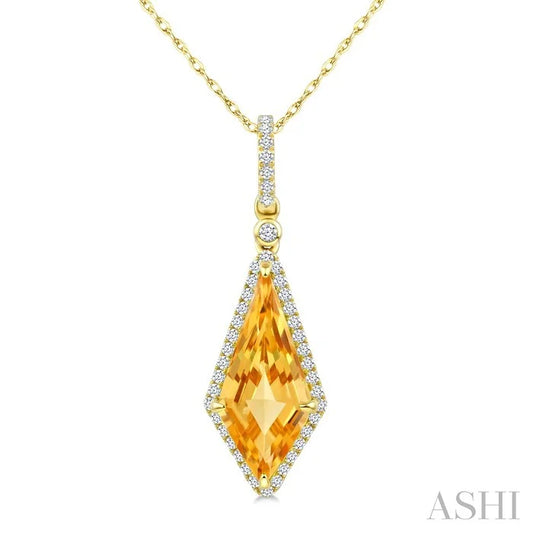 Evoque Gemstone Kite Shape & Halo Diamond Pendant