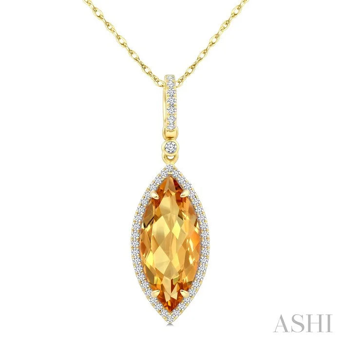 Evoque Gemstone Marquise Shape & Halo Diamond Pendant