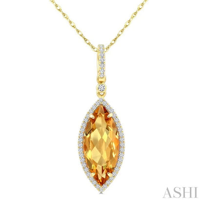 Evoque Gemstone Marquise Shape & Halo Diamond Pendant