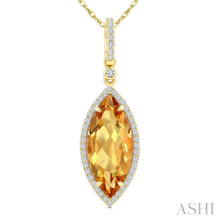 Evoque Gemstone Marquise Shape & Halo Diamond Pendant
