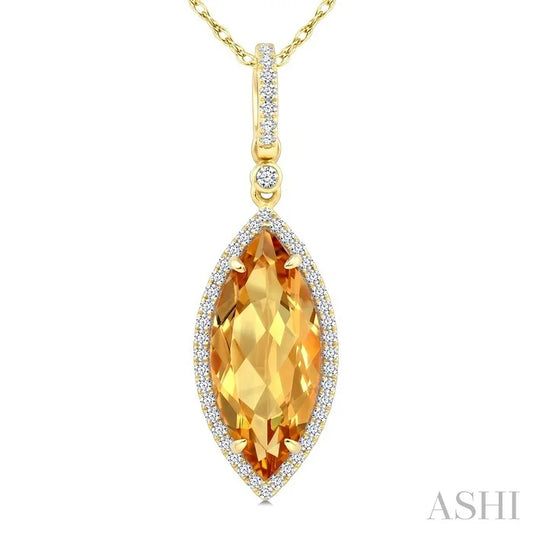 Evoque Gemstone Marquise Shape & Halo Diamond Pendant