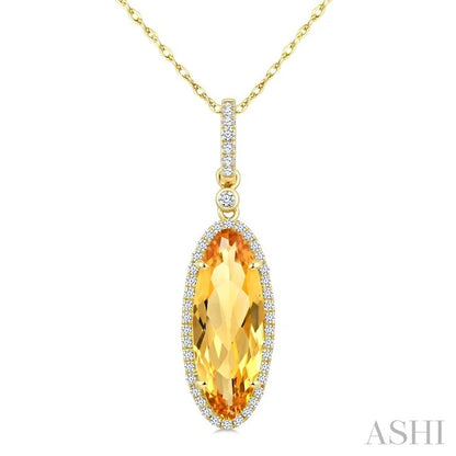 Evoque Gemstone Oval Shape & Halo Diamond Pendant