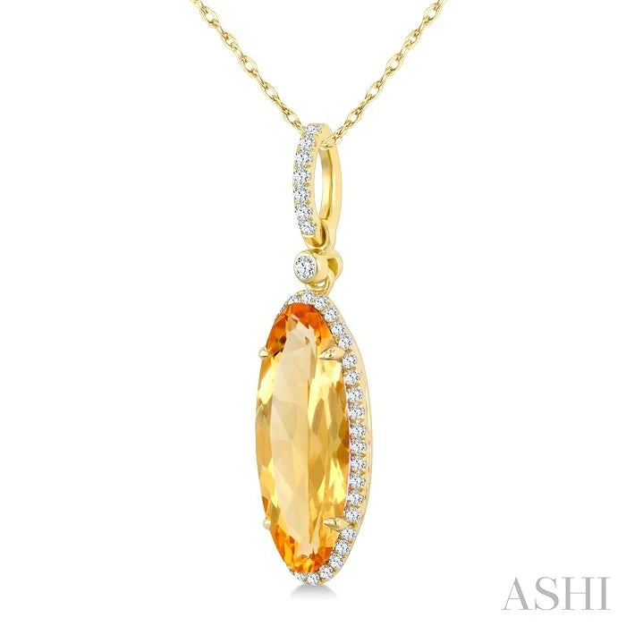 Evoque Gemstone Oval Shape & Halo Diamond Pendant