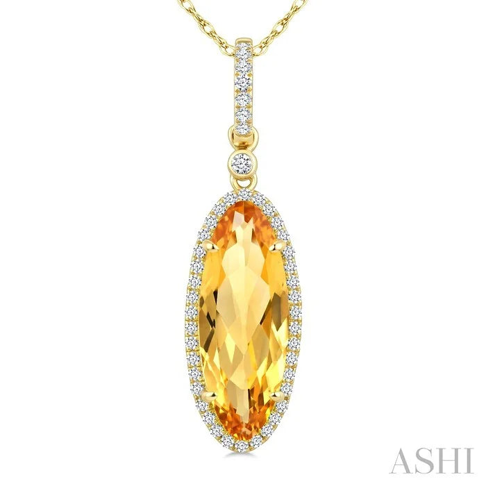 Evoque Gemstone Oval Shape & Halo Diamond Pendant