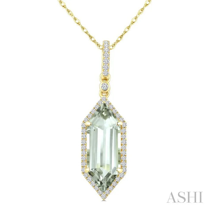 Evoque Gemstone Hexagon Shape & Halo Diamond Pendant