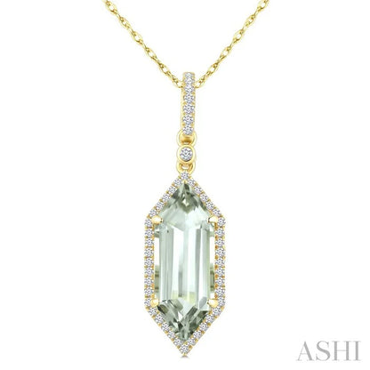 Evoque Gemstone Hexagon Shape & Halo Diamond Pendant