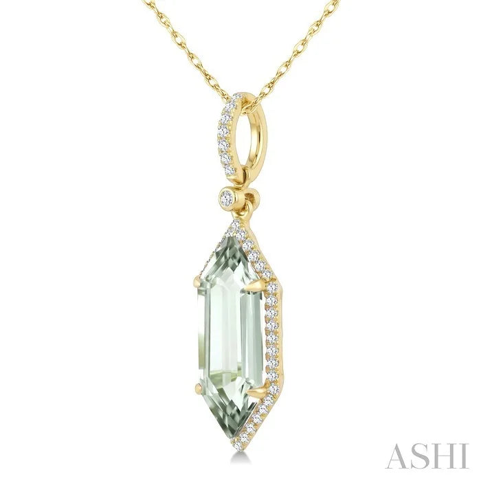 Evoque Gemstone Hexagon Shape & Halo Diamond Pendant