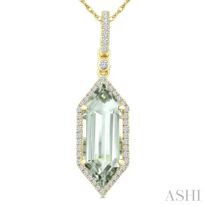 Evoque Gemstone Hexagon Shape & Halo Diamond Pendant