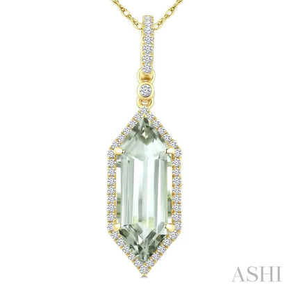 Evoque Gemstone Hexagon Shape & Halo Diamond Pendant