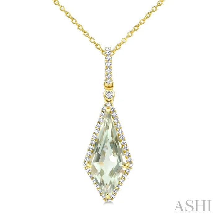 Evoque Gemstone Kite Shape & Halo Diamond Pendant