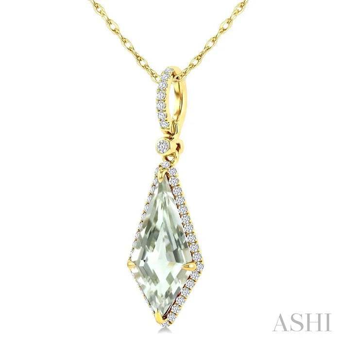 Evoque Gemstone Kite Shape & Halo Diamond Pendant