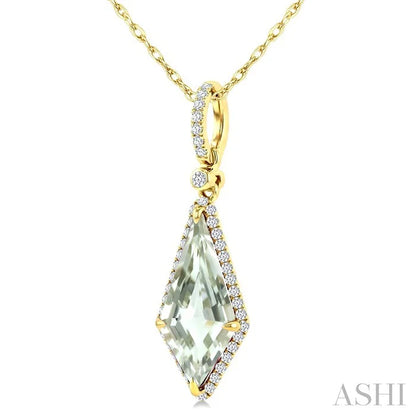 Evoque Gemstone Kite Shape & Halo Diamond Pendant