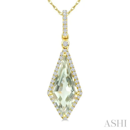 Evoque Gemstone Kite Shape & Halo Diamond Pendant