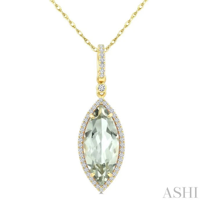 Evoque Gemstone Marquise Shape & Halo Diamond Pendant