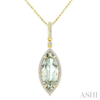 Evoque Gemstone Marquise Shape & Halo Diamond Pendant