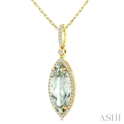 Evoque Gemstone Marquise Shape & Halo Diamond Pendant
