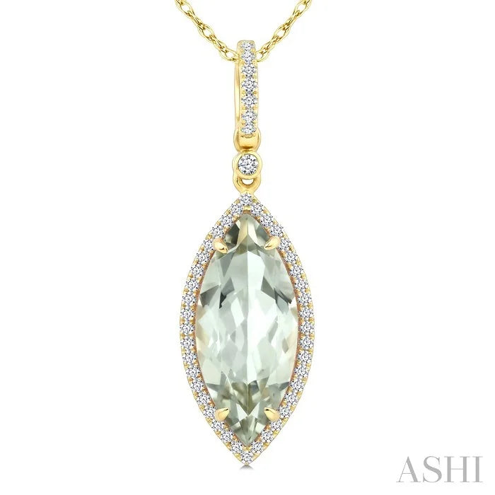 Evoque Gemstone Marquise Shape & Halo Diamond Pendant