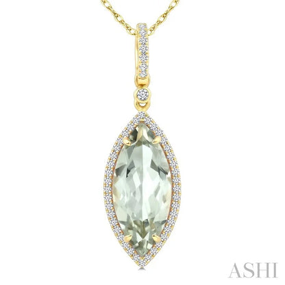 Evoque Gemstone Marquise Shape & Halo Diamond Pendant