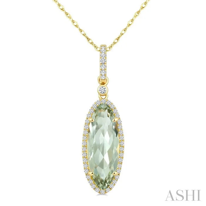 Evoque Gemstone Oval Shape & Halo Diamond Pendant