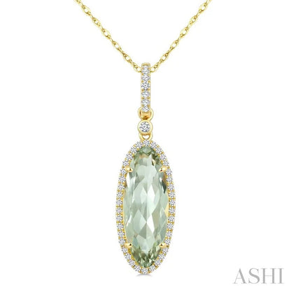Evoque Gemstone Oval Shape & Halo Diamond Pendant