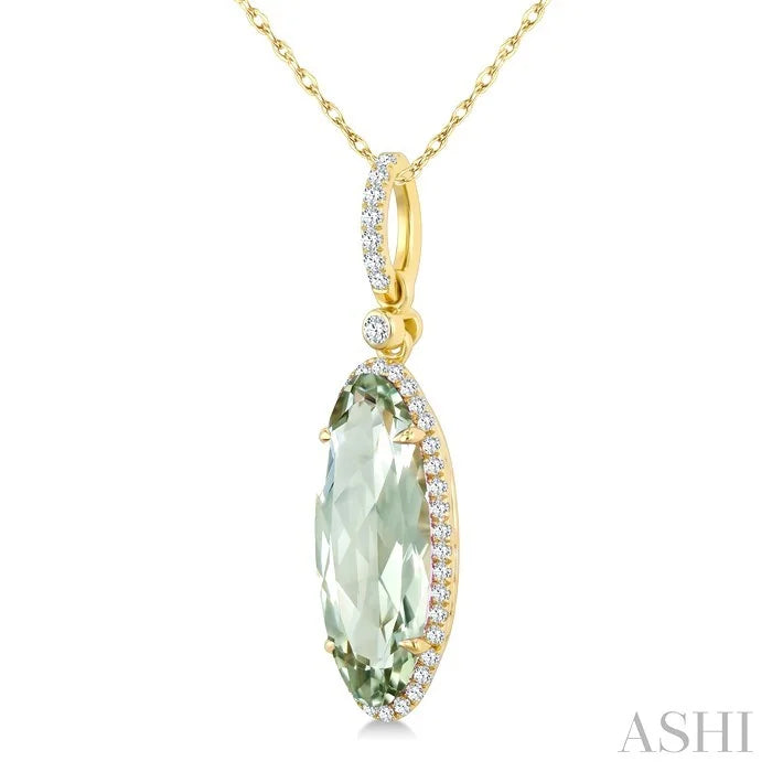 Evoque Gemstone Oval Shape & Halo Diamond Pendant