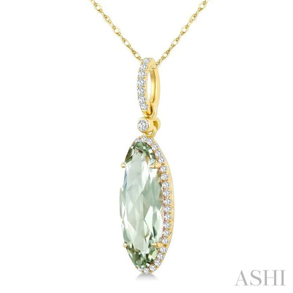 Evoque Gemstone Oval Shape & Halo Diamond Pendant