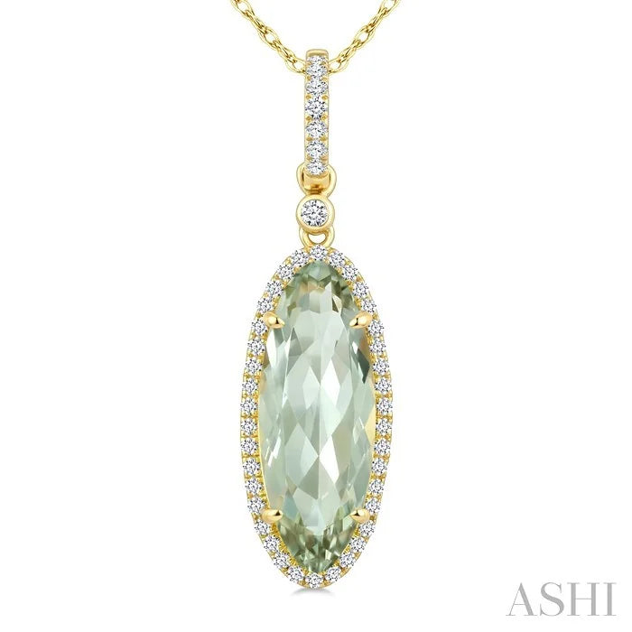 Evoque Gemstone Oval Shape & Halo Diamond Pendant