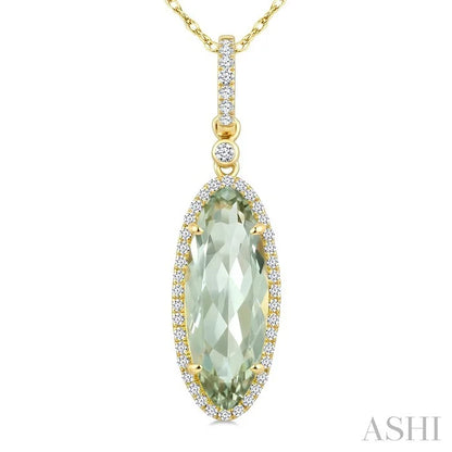 Evoque Gemstone Oval Shape & Halo Diamond Pendant
