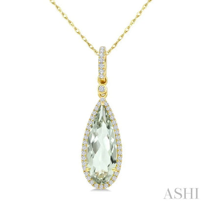 Evoque Gemstone Pear Shape & Halo Diamond Pendant