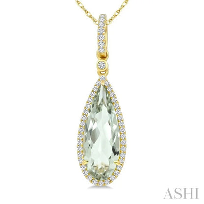Evoque Gemstone Pear Shape & Halo Diamond Pendant