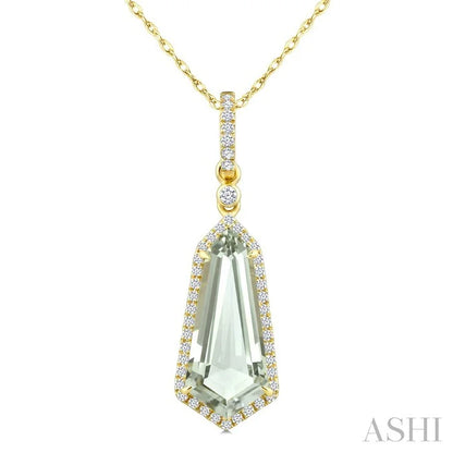 Evoque Gemstone Shield Shape & Halo Diamond Pendant