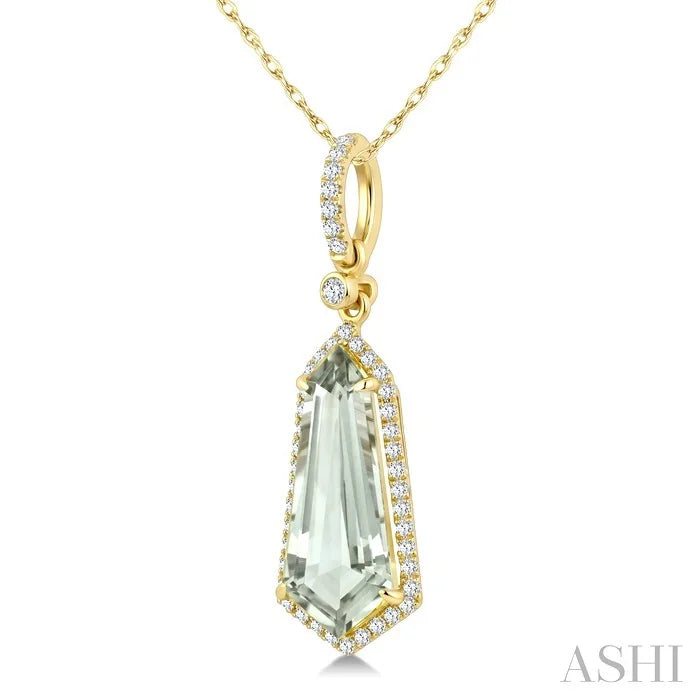 Evoque Gemstone Shield Shape & Halo Diamond Pendant