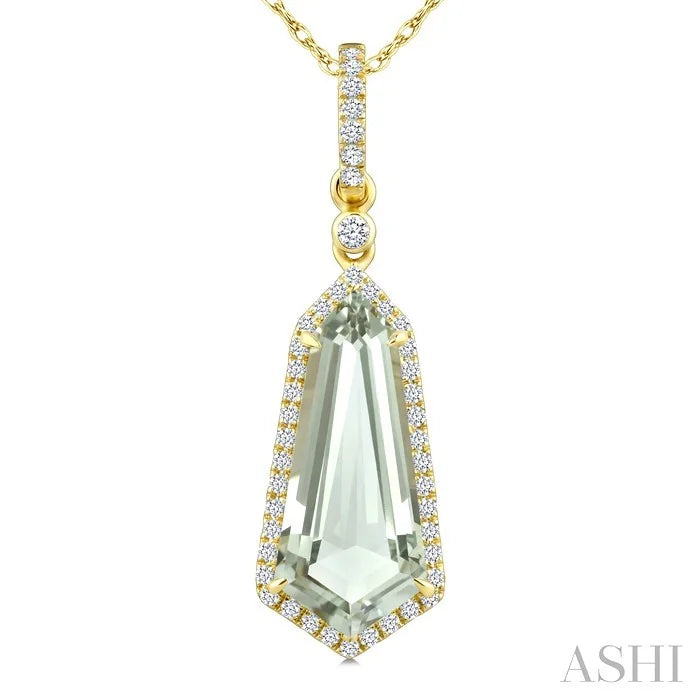 Evoque Gemstone Shield Shape & Halo Diamond Pendant