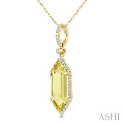 Evoque Gemstone Hexagon Shape & Halo Diamond Pendant