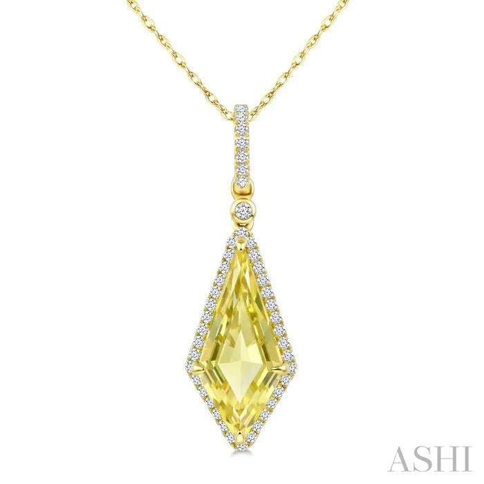 Evoque Gemstone Kite Shape & Halo Diamond Pendant