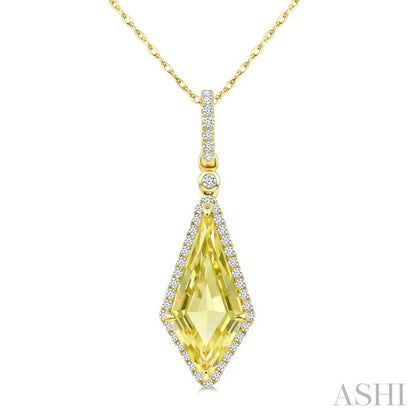 Evoque Gemstone Kite Shape & Halo Diamond Pendant