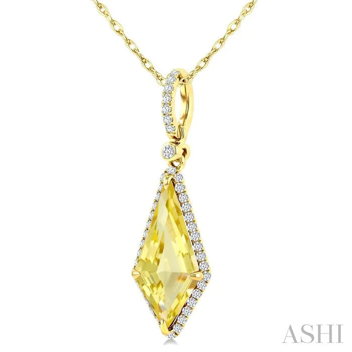 Evoque Gemstone Kite Shape & Halo Diamond Pendant