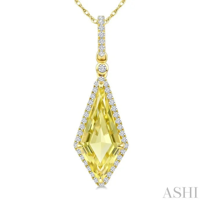 Evoque Gemstone Kite Shape & Halo Diamond Pendant