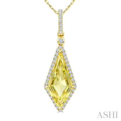 Evoque Gemstone Kite Shape & Halo Diamond Pendant