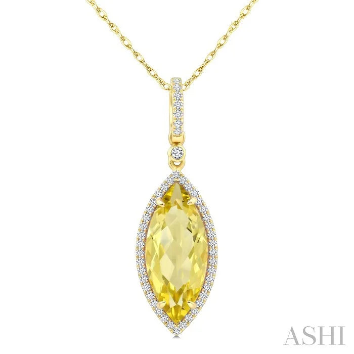 Evoque Gemstone Marquise Shape & Halo Diamond Pendant