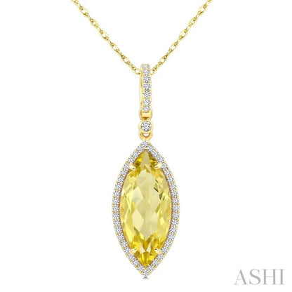 Evoque Gemstone Marquise Shape & Halo Diamond Pendant