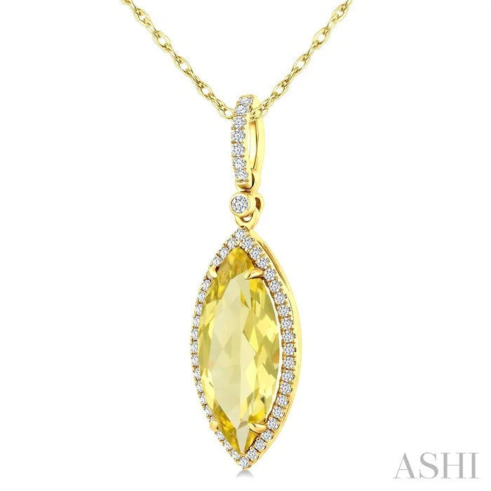 Evoque Gemstone Marquise Shape & Halo Diamond Pendant